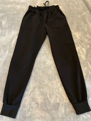 Women’s Scrubaid Brand Black Drawstring Scrub Cargo Joggers Size Medium thumbnail 1