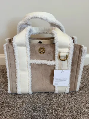 NWT Lululemon Boxy Mini Tote Bag 4.5L *Faux Shearling Trims ivory thumbnail 4