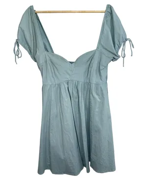 Abercrombie & Fitch Sage Green Babydoll Puff Sleeve Mini Dress Womens Size Large thumbnail 1