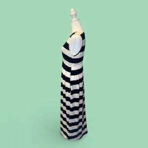 Women’s BOMBOM Black & Cream Wide Striped Maxi Dress Sz: Med thumbnail 2