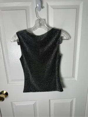 Reformation Dusk Knit Top in Core Black Silver Sparkle XS thumbnail 4