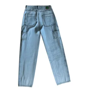 Empyre Cargo Jeans Womens 2 Light Wash Baggy Wide Leg‎ Y2K Skate Denim Pants thumbnail 2