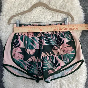Nike Pink Tropical Palm Green Leaves Print Running Shorts Gym Activewear Sporty thumbnail 5