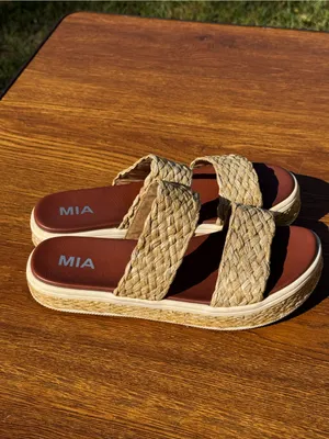 MIA Raffia Platform Slide Sandals Women’s Size 10 Tan Woven Summer thumbnail 4