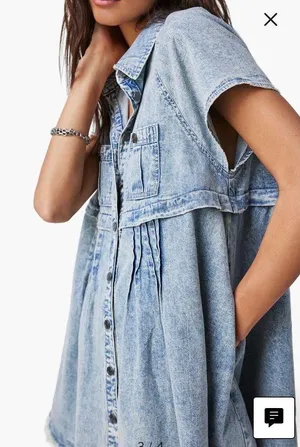 Free People Ronnie Denim Mini Shirtdress thumbnail 4
