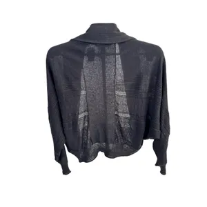 Free People Black Linen Blend Batwing Cardigan Open Front Knit Sweater XS/S‎ thumbnail 3
