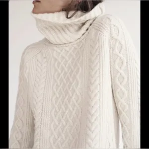 Madewell Cable Knit Cream Turtleneck Sweater thumbnail 2