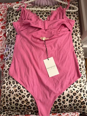 Promesa Romantic Rendezvous Lace Teddy Bodysuit Bubble gum pink New thumbnail 4