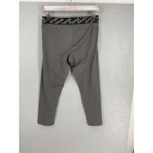 Reebok Womens Leggings Gray Workout Ready PlayDry Logo Waistband Size Medium thumbnail 2