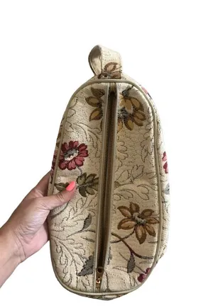 VINTAGE Brocade Floral Travel Toiletry Shoe Bag thumbnail 1