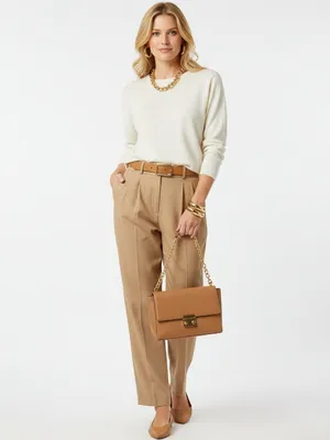 Northeast Knitters NEK Ivory Cream Knit Long Sleeve Crew Neck Sweater Top L thumbnail 5