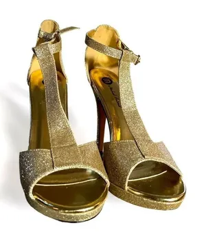 Michael Antonio gold Mary Jane platform heels size 7 thumbnail 1