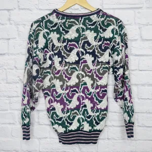 Vintage 80’s Abstract Purple and Green Sweater thumbnail 5