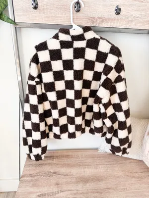 Checker print zip up jacket Size M thumbnail 2
