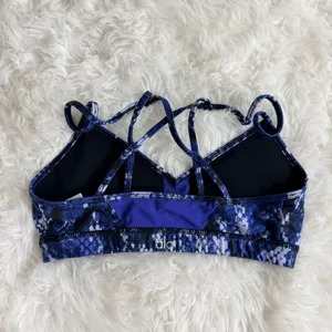Alo Yoga Goddess Bra Blue Black Snakeskin Print Multi Strap Sports Bra Size S thumbnail 2