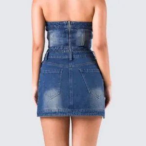 Cider Finesse Brand Georgina Blue Denim Tube Top & Mini Skirt thumbnail 7