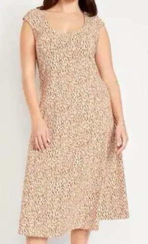 Old Navy Giraffe‎ Cheetah Animal Print midi dress tan size Xl thumbnail 1