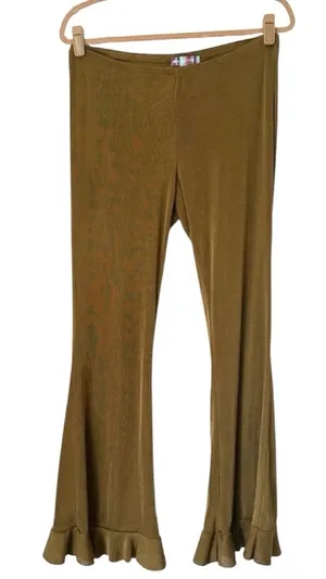 Urban Outfitters Flare Ruffle Leg Pants Ruched Back Detail Womens Large thumbnail 1