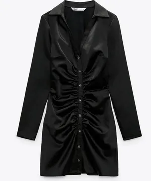 ZARA Satin Long Sleeve Dress thumbnail 2