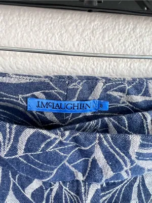 NWT J. McLaughlin Women's Morgan Pants‎ Wide Leg Blue Leaf Lover High Rise Blue thumbnail 2