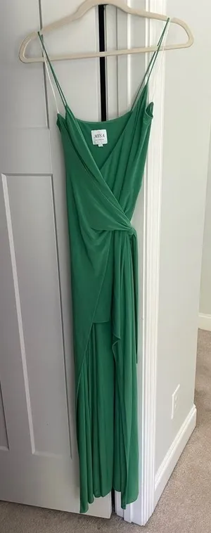 Misa LA Veronika‎ Kelly Green Maxi Dress Wrap Front Stretch Wrinkle Free thumbnail 1