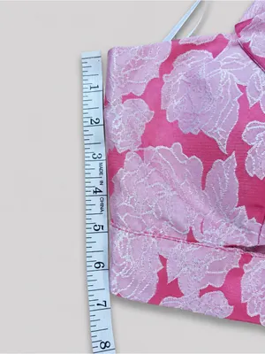Blithe Strawberry Spritz Brocade Set NWT Med Pink Floral Crop Top Shorts Retro thumbnail 6