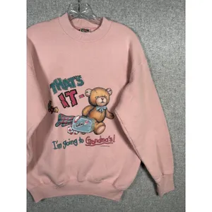 Vintage Grandma Sweatshirt Fruit of the Loom Medium Pink Teddy Bear Long‎ Sleeve thumbnail 10