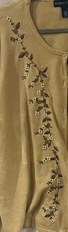 Karen Scott Embroidered Cardigan XL thumbnail 3