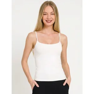 Zenana Double Layered Round Neck Spaghetti Cami - White - Small thumbnail 3