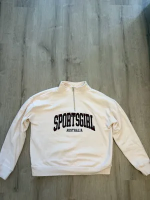 Sportsgirl Cream Zip-Up Sweatshirt with Multicolor Logo thumbnail 2