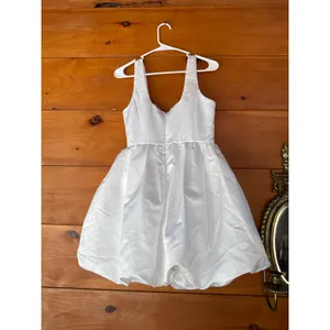 Lulus Regal Cutie White Satin Square Neck Bubble-Hem Mini Dress Party Medium thumbnail 3