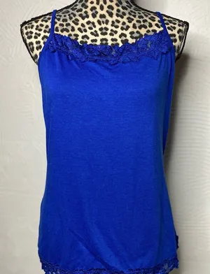 Maurice’s Elegant Blue Lace Trim Women's Top thumbnail 1