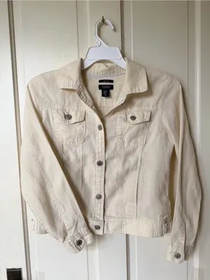 Jones New york Off-White Linen-Blend Jean Jacket thumbnail 4