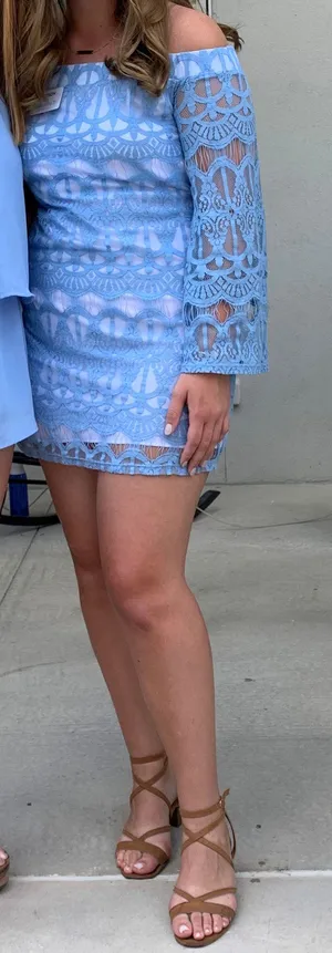 Top Stitch Powder Blue Lace Dress thumbnail 1