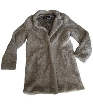 Kenneth Cole New York Taupe Teddy Faux Fur Coat thumbnail 1