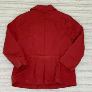 Eddie Bauer Chino Jacket Size Petite Medium‎ or Cropped M Salmon Pink Button Up thumbnail 2
