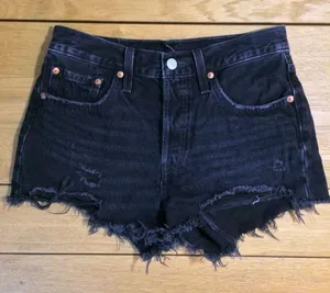 Levi’s 501 raw hem black buttonfly shorts 27 thumbnail 1