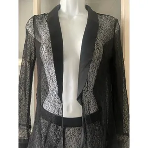 House Of CB London SHEER BLACK LACE TUXEDO AND TROUSERS TWO PIECE SET thumbnail 9