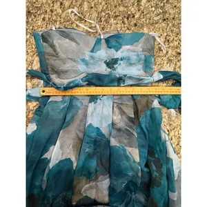 New Donna Karan Floral Strapless Fit & Flare Gown In Green Blue Size 6 $349 thumbnail 9