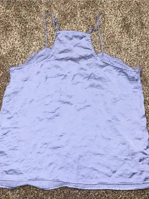 Nine West Blue Lace Trim Spaghetti Strap Tank Top Satin Style Medium thumbnail 3