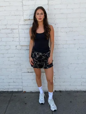 Black & gold marble print ruffles mini tennis gold athletic skirt sz M #marble #sporty thumbnail 2