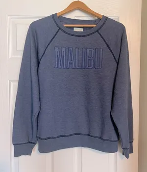 Vintage American Eagle Malibu Sweatshirt Sz Large Denim Blue Fleece R9 thumbnail 1