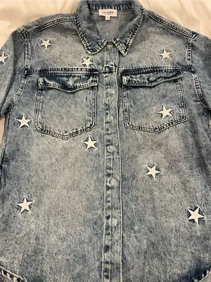 Mineral Wash Star Embroidered Denim Jacket thumbnail 6