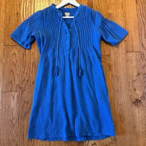 Chico’s blue gauze seamed front tassel tie sundress size small thumbnail 8