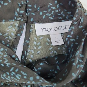 Prologue -605 mock neck 3/4‎ balloon sleeves blouse black and teal Large thumbnail 7