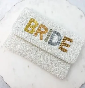 Bride Beaded White Clutch Bag thumbnail 1
