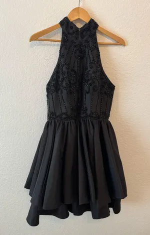 Black Formal Beaded Dress Size 8 thumbnail 1