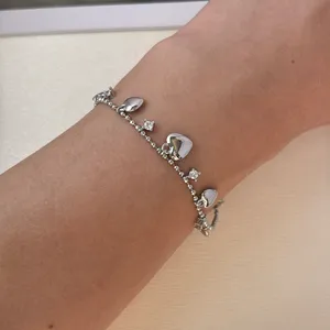 Adjustable CZ Love Heart Charm Bracelet for Women thumbnail 6