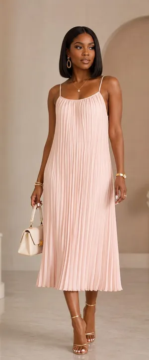 Sam Edelman Hammered Satin Plisse Midi Dress Blush Pink S NWT balletcore satin thumbnail 1