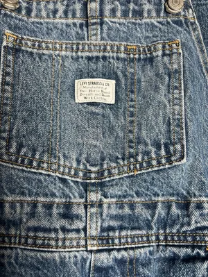 Levi’s Premium Dark Denim Wash Straight Leg Jeans Overalls Womens Size XS thumbnail 2